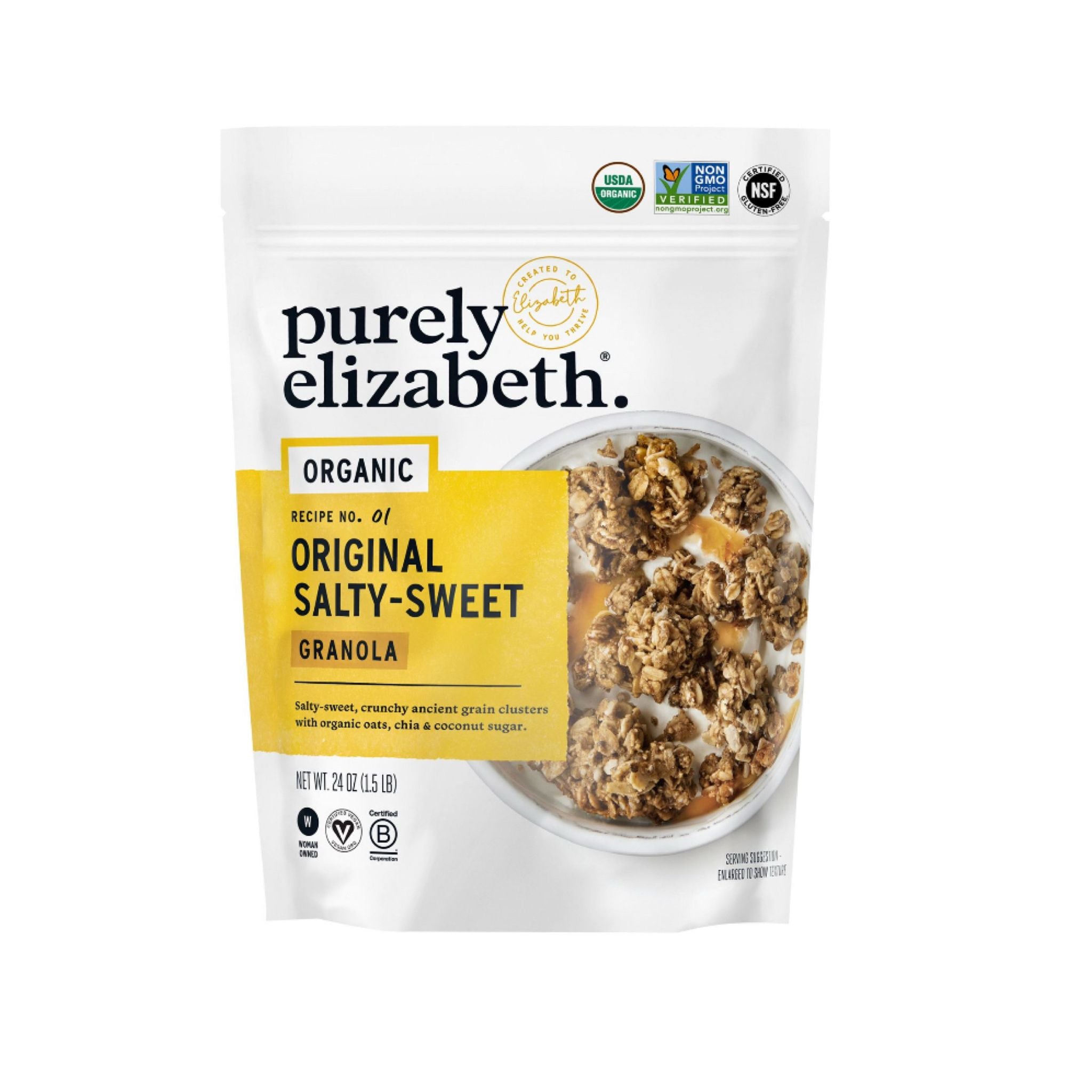 Purely Elizabeth Ancient Grain Granola
Gluten Free Non-GMO Organic Original,
24 oz.