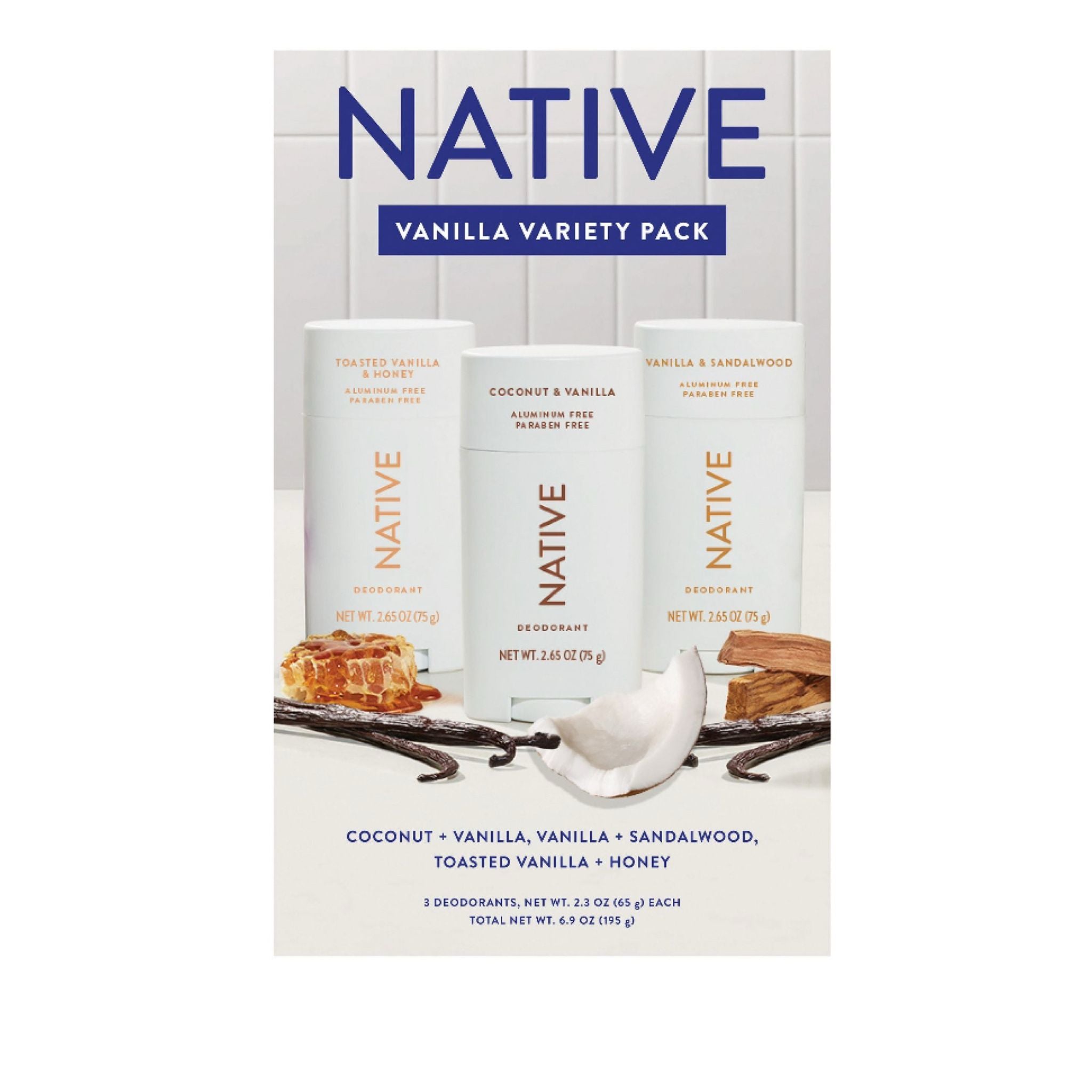 Native Vanilla Vibes Deodorant, 3 pk./
7.95 oz.