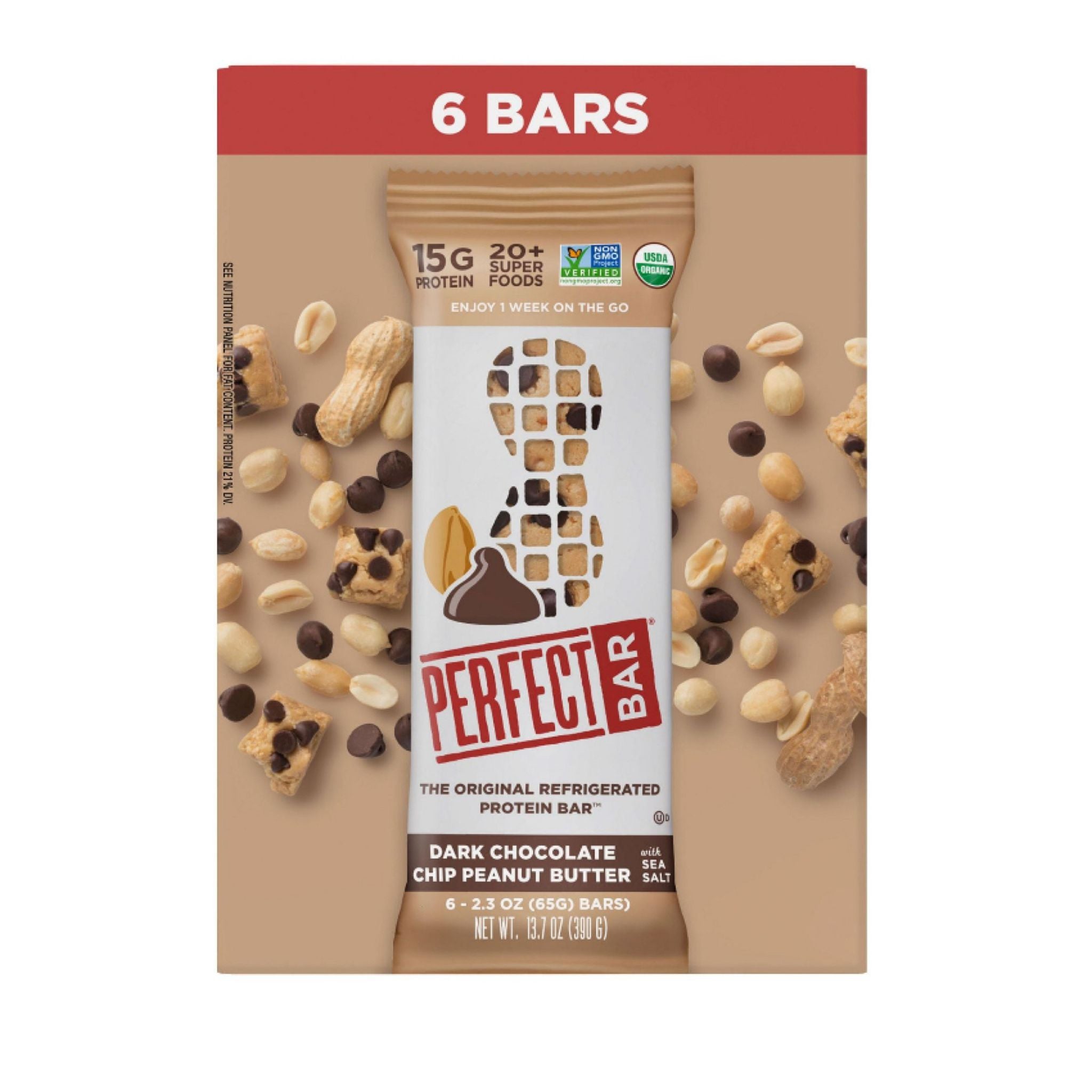 Perfect Bar Dark Chocolate Chip Peanut Butter Bar, 6 pk./2.3 oz.