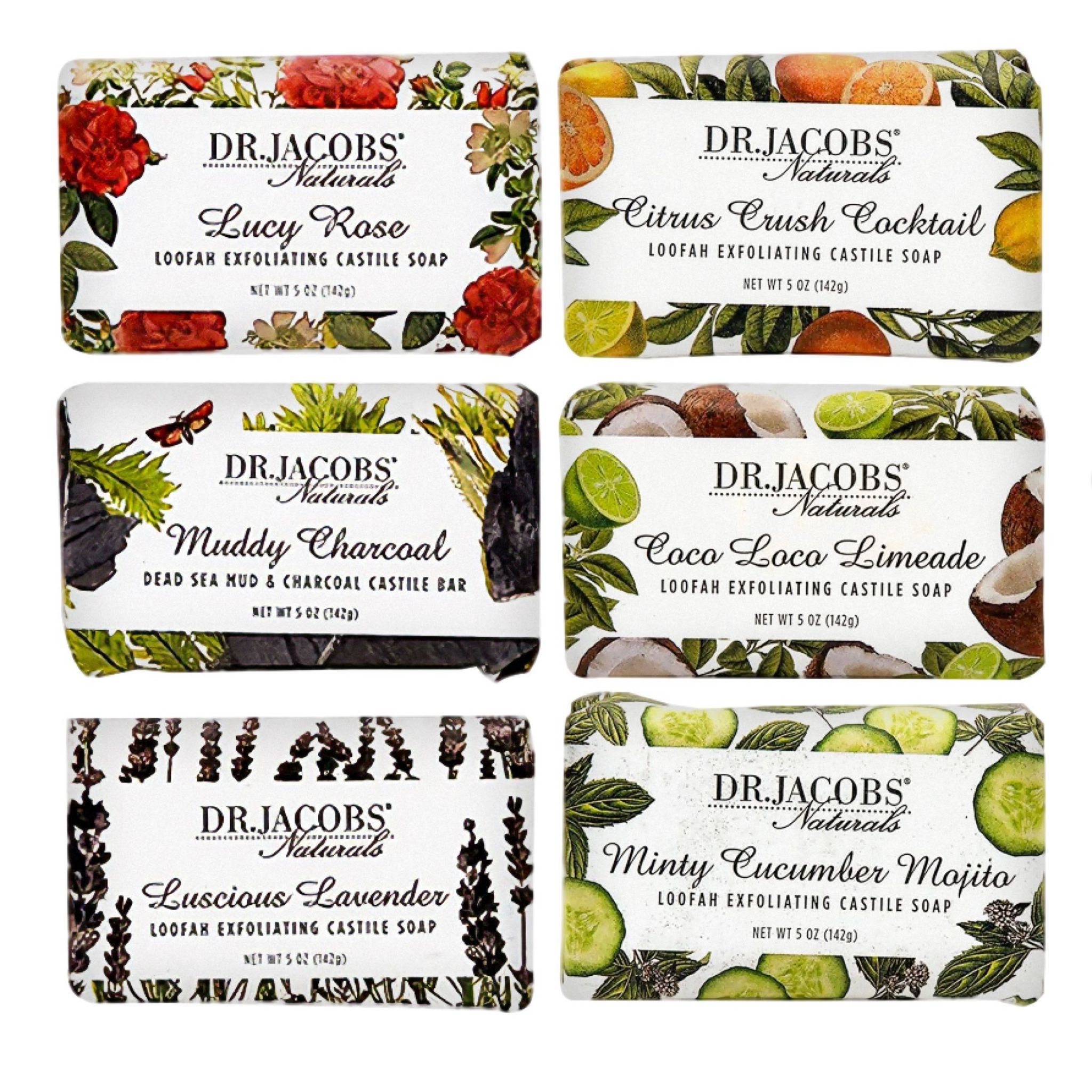 Dr Jacobs Naturals Exfoliating Castile
Bar Soap Mix, 6 pk.