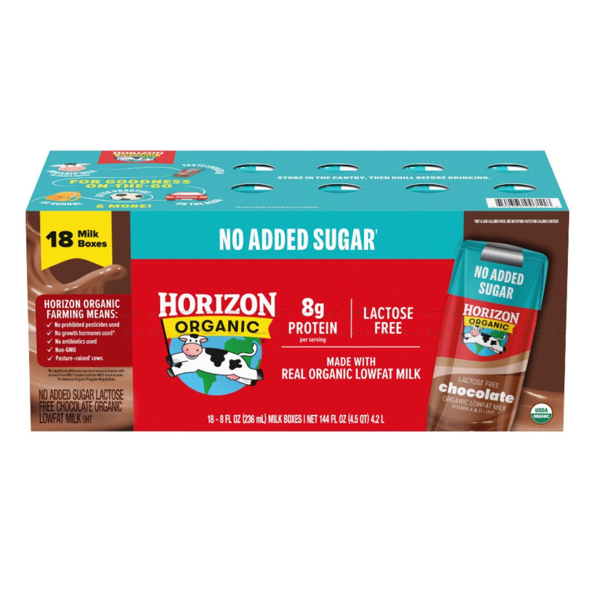 Horizon Organic Shelf Stable Lactose
Free No Added Sugar Lowfat
Chocolate Milk Boxes, 18 ct./8 fl. oz.