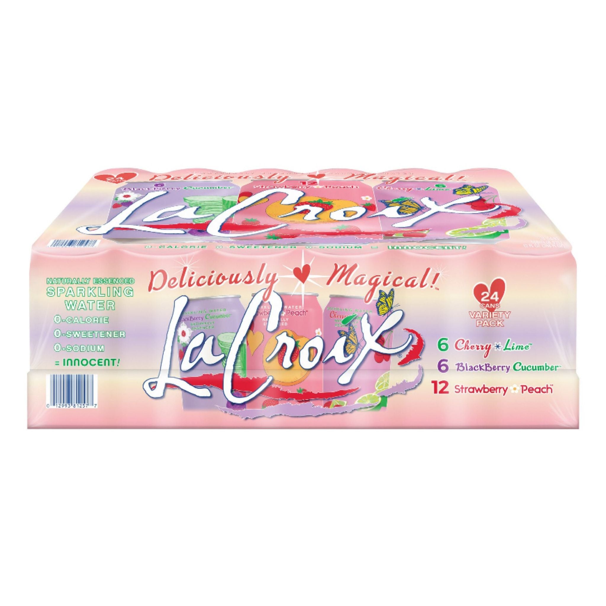 Lacroix Sparkling Water Variety, Strawberry Peach, Cherry Lime, Blackberry Cucumber, 24 pk./12 fl. oz.