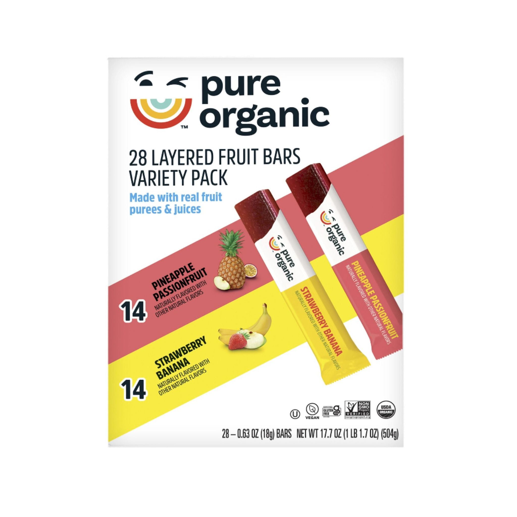 Pure Organic Layered Fruit Bars
Variety Pack, 28 pk.